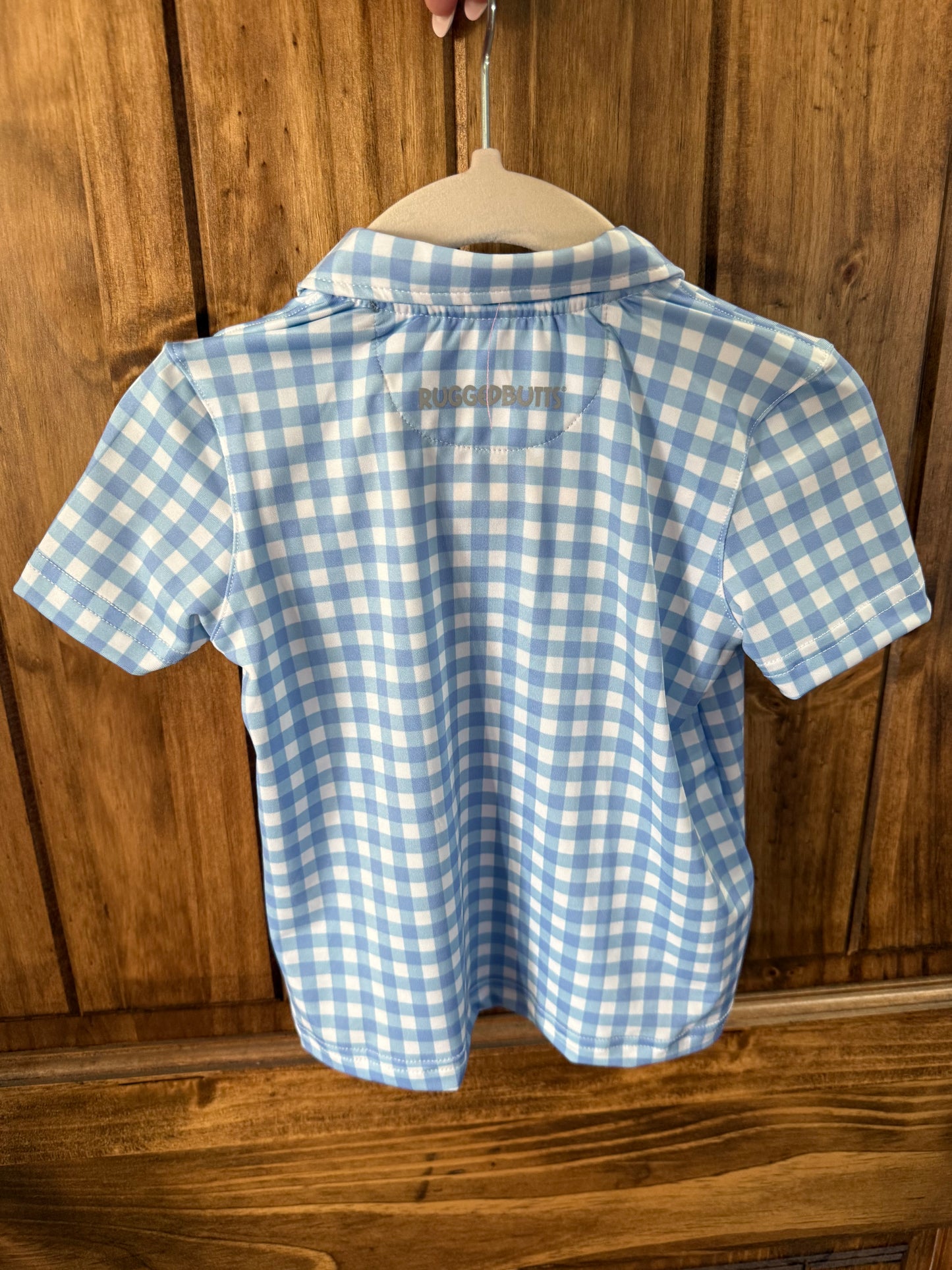 Blue Gingham Performance Polo-LE