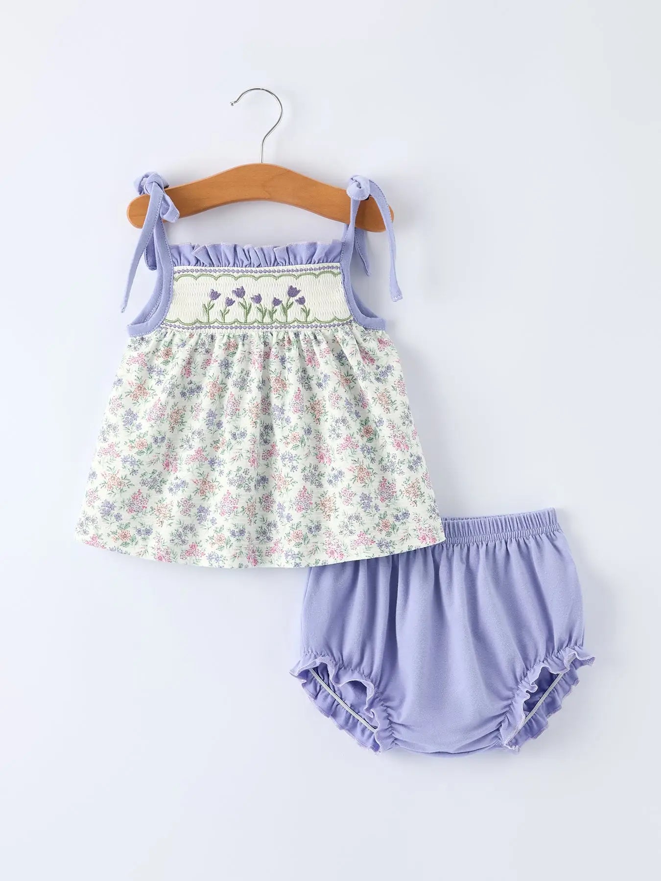 Purple Floral Diaper Set-LE