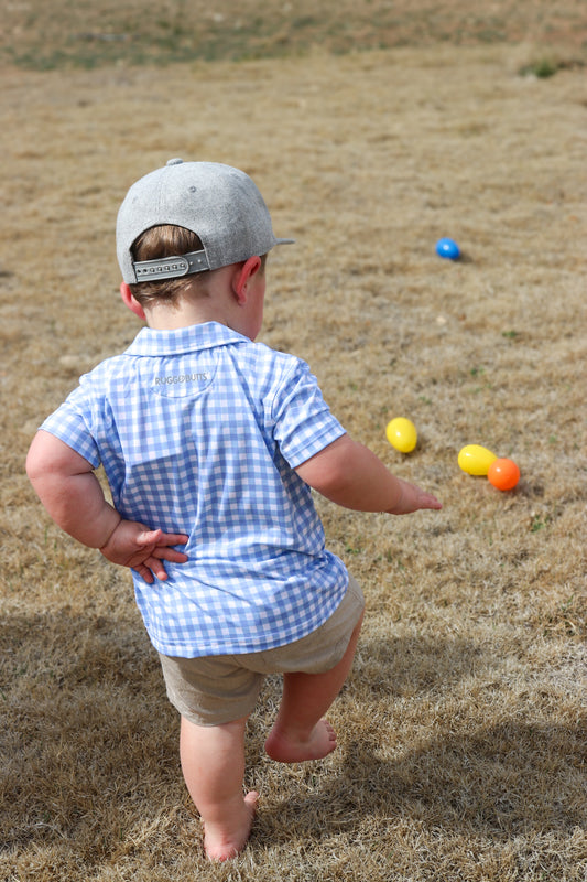 Blue Gingham Performance Polo-LE