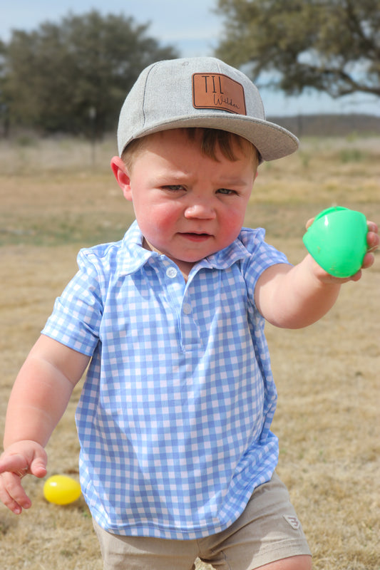 Blue Gingham Performance Polo-LE