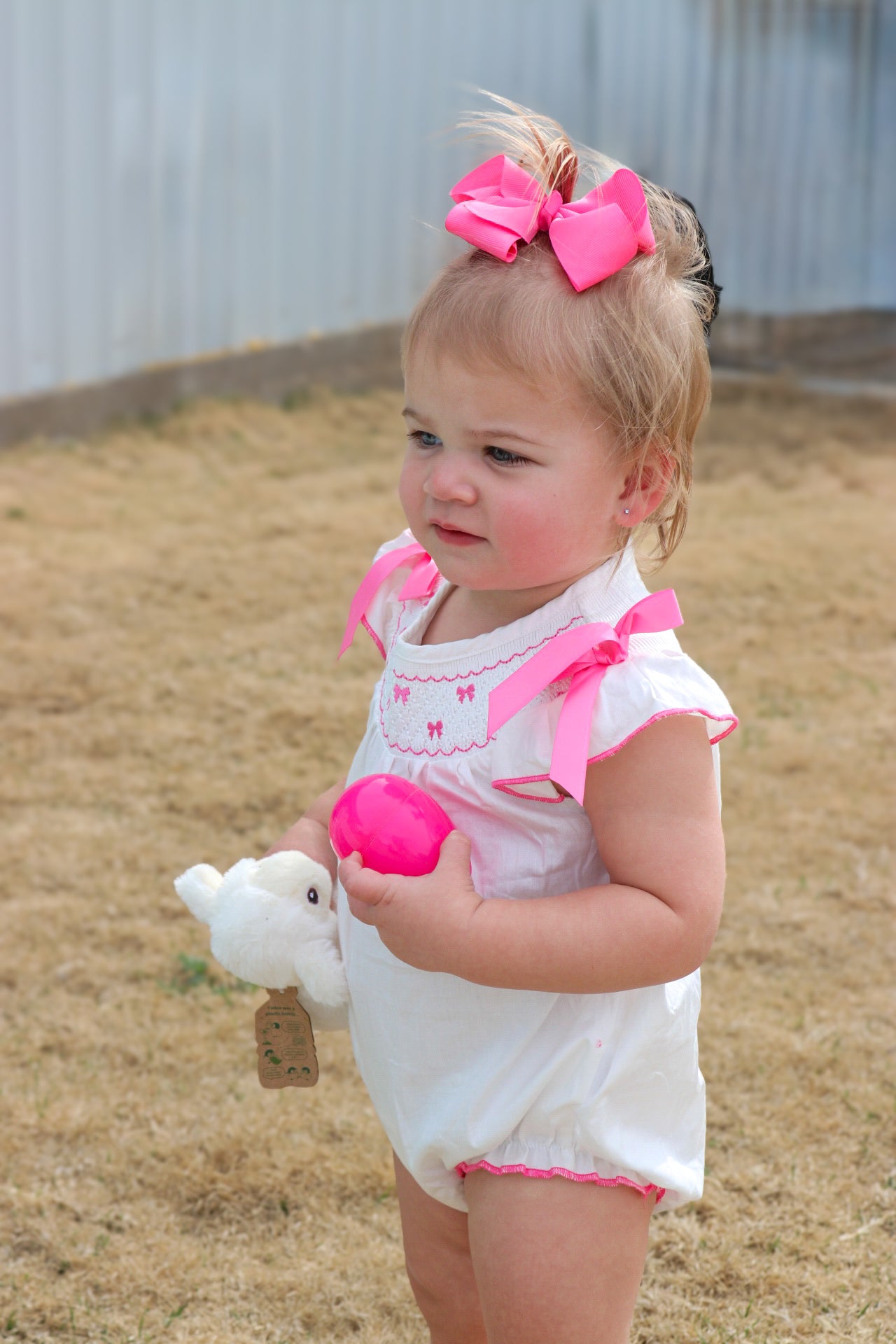 Pink Bow Smocked Bubble-LE