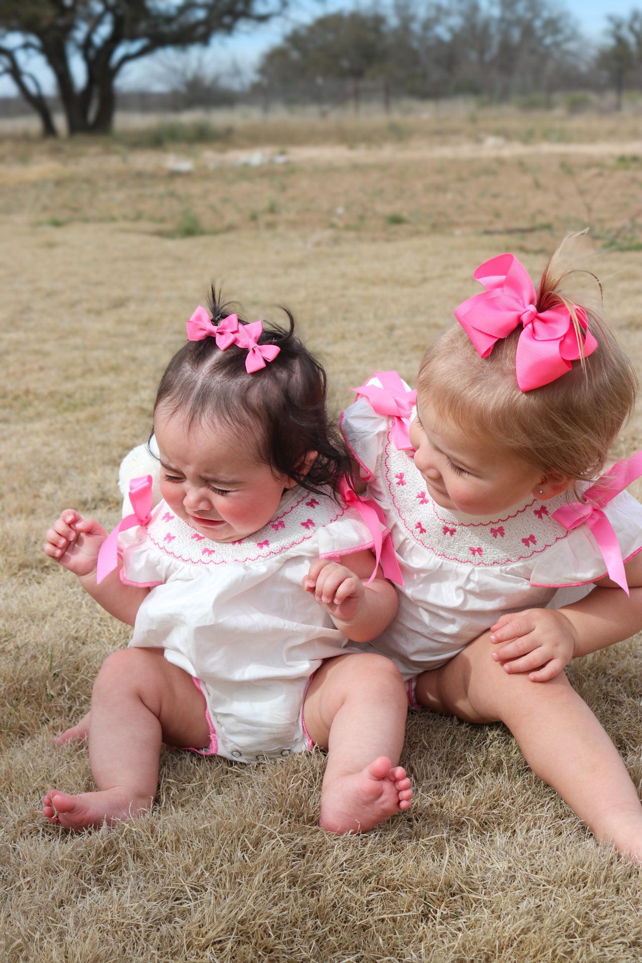 Pink Bow Smocked Bubble-LE