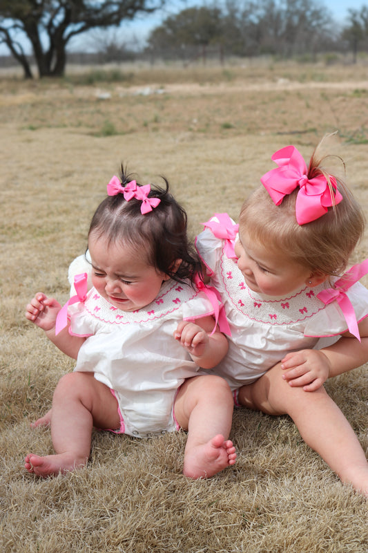 Pink Bow Smocked Bubble-LE