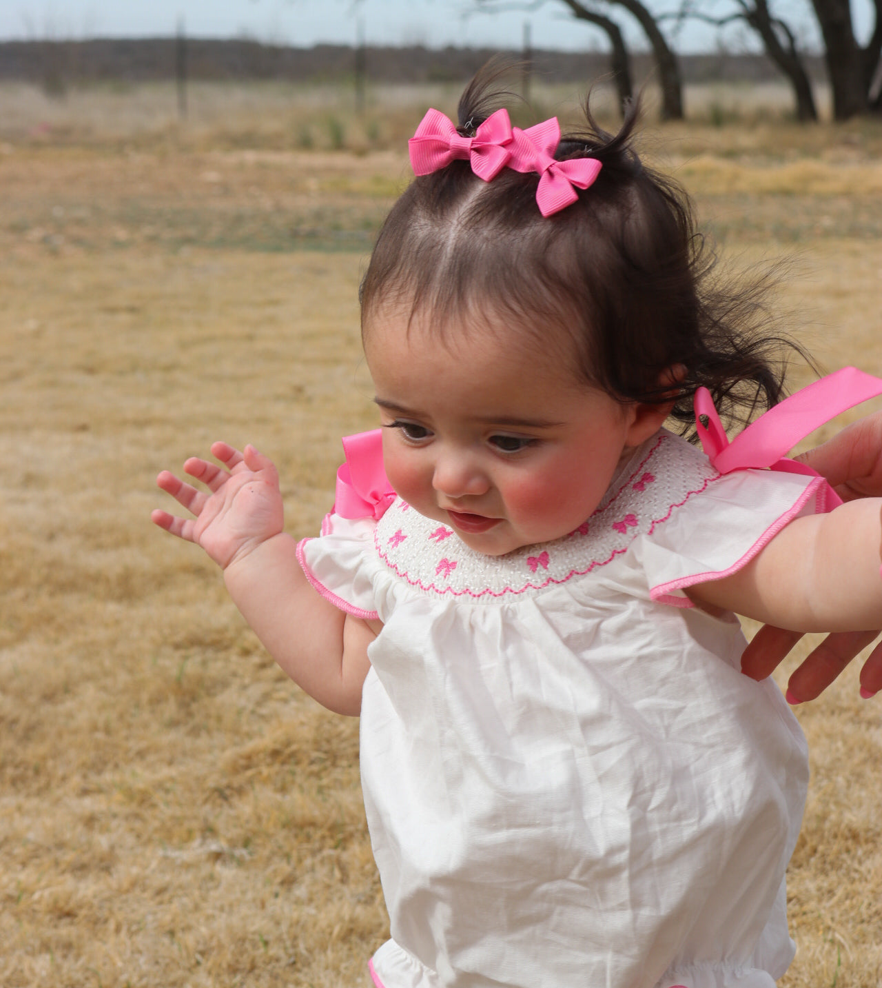 Pink Bow Smocked Bubble-LE